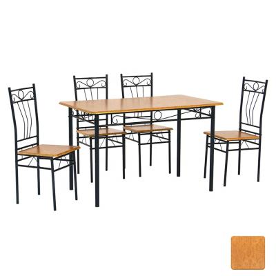 China Popular style convertible marble borad wood dining table set with iron metal frame 4chair set dining room set for home-kitchen-restaurant for sale