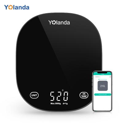 China WITH LID Yolanda New Smart 5kg Digital Tempered Glass Kitchen Food Scale Accessories 2022 for sale