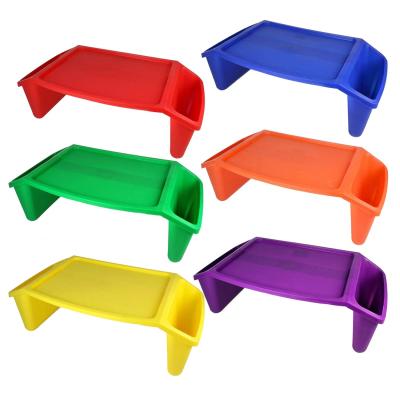 China Ideal for when traveling in a car or on a plane. Perfect for holding snacks while watching a movie in bed or on the sofa. Hot Sale Assorted Color Durable Plastic Stackable Lap Tray Multipurpose Children Laptop Lap Desk Activity Portable Table for sale