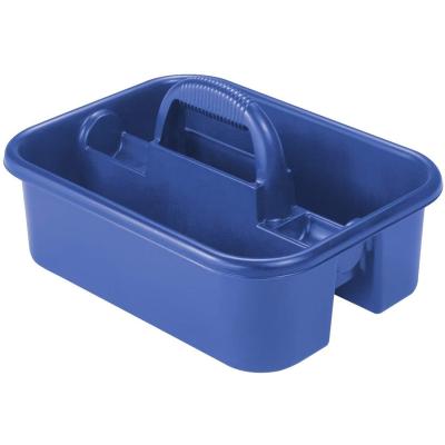 China Popular Portable Tote Caddy Hand Held Blue Tray Tote Versatile Multiuse Cleaning Caddies Plastic Storage Viable Wholesale 2 Compartments for sale