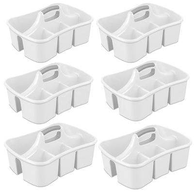 China Durable Home Utility 4 Compartment Stabilized Handle Bucket Storage Tool Supplies White Ultra Divided Cart With Comfortable Handle for sale