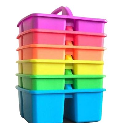 China Hot Sale Neon Classroom Supply Stackable Plastic Serving Carts Multicolor Storage Cart Viable High Quality 3 Compartment for sale