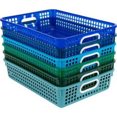 China Who respects the environment; Factory Outlet BSCI Factory Audit Stackable Durable Plastic Office Paper Storage Wipe-Clean Baskets Directly For Classroom Or Home Use for sale