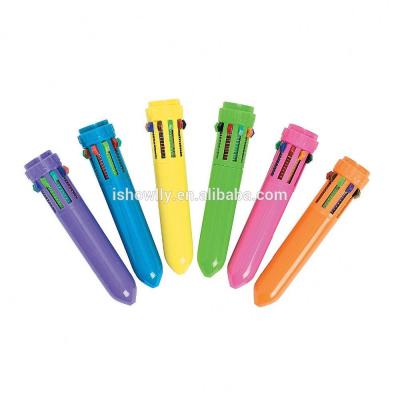 China China Factory Wholesale Cheap Plastic Mini Neon Shuttle Pens Ten Colors School Supplies Multicolor Ink Ballpoint Pens Kids Gifts for sale