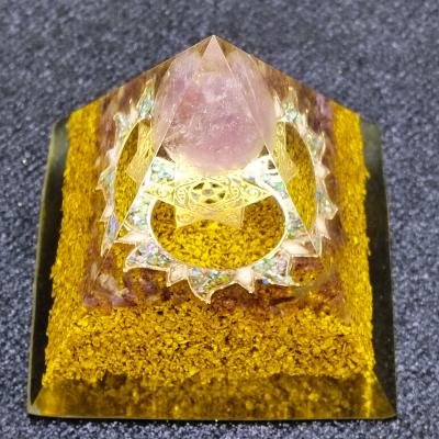 China India Amethyst Orgone Pyramid Orgonite Pyramid Amethyst Flower of Life | Crystal Pyramid for sale