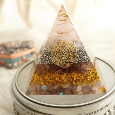 China India Amethyst Orgone Pyramid Orgonite Pyramid Amethyst Flower of Life | Crystal Pyramid for sale