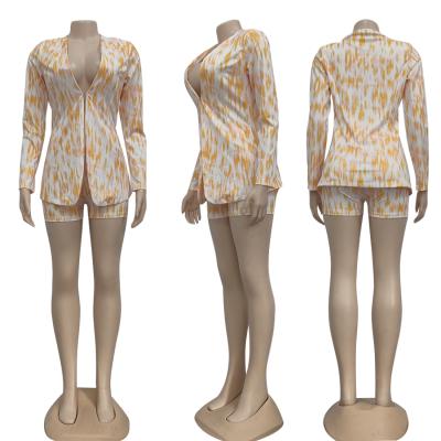 China 2021 New Arrivals Ladies Breathable Printed Suit Shorts Suit Summer Formal Suit for sale