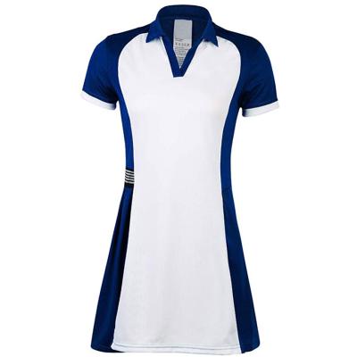 China Breathable Custom Printed Logo Ladies Tennis Skirt V-Neck Golf Dress for sale