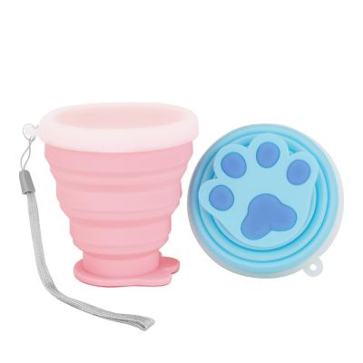 China BPA Free Baby Silicone Snack Cup with Suction Kids Silicone Snack Tray Portable Folding Baby Silicone Training Cup for sale