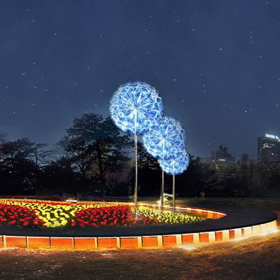 China MODERN high quality outdoor colorful landscape large optical fiber dandelion led lamp for sale