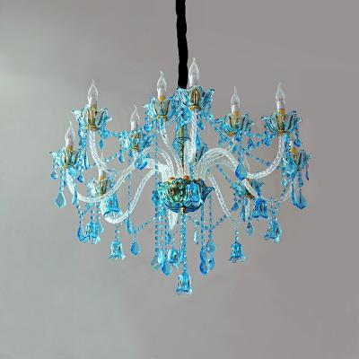 China Individuality Modern Decorative Crystal Pendant Light Luxury Blue Color Designer Goods Hotel Retail Store Glass Chandeliers for sale