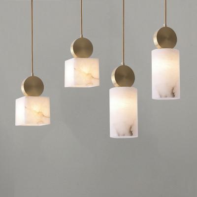 China Nordic modern contemporary white marble texture and new design copper minimalist chandelier for sale