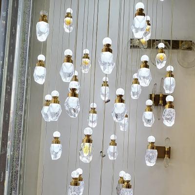 China European Wholesale Modern Design Decorative Acrylic Bubble Modern Pendant Light Long Led Staircase Chandelier For High Ceilings for sale