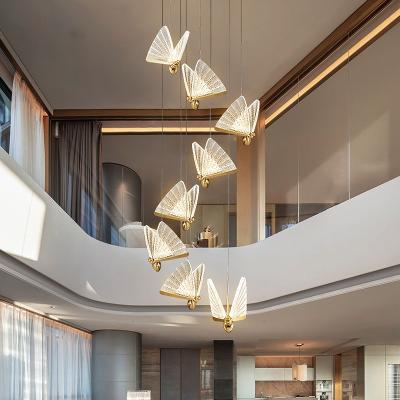 China New Modern Modern Acrylic Butterfly Pendant Lamp Release LED Clear Hanging Dining Room Pendant Light for sale