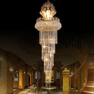 China Wholesale Modern Pendant Light Customized European Luxury Style For Home Gold Metal Hotel Crystal Chandelier for sale