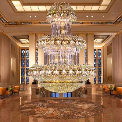 China Modern Hotel Gold Empire Crystal Chandelier Pendant Light For Sweep Staircase Decor Lighting for sale