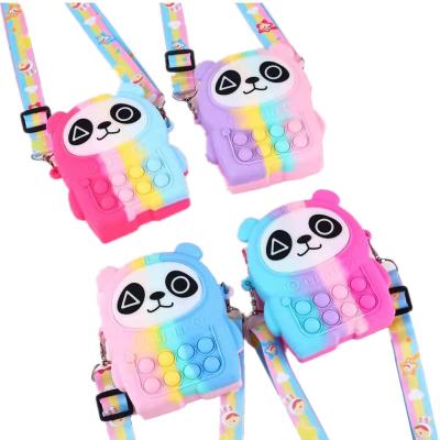 China Hot Selling Rainbow Panda Popular Purse Push Popping Silicone Water Resistant Toys Bag Shoulder Bag for sale