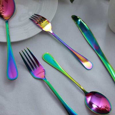 China Stainless Steel Cutlery Set Stainless Steel Handle Set Durable Thick Luxury Flatware Set Shiny Spoon Fork Serving Mirror Silverware for sale