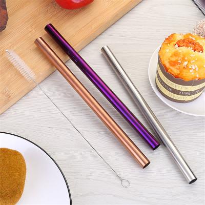 China Durable Stainless Steel Extra Wide Straw Boba Angled Tip Metal Straw For Bubble Tea, Smoothie for sale