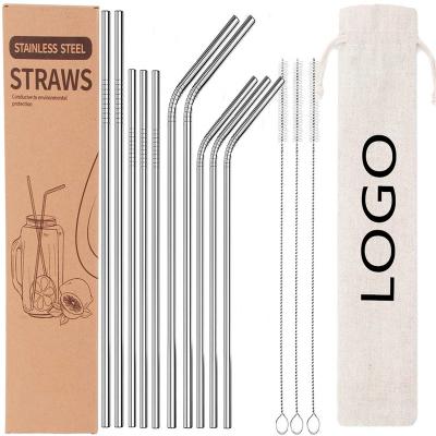 China Sustainable Metal Straws Gift Set Foil In Colored Christmas For Promotion Stainless Steel Straw Bag Cleaning Brush for sale