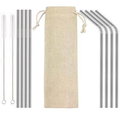 China Sustainable Reusable Straws Customized Stainless Steel Straws Logo With Straws Bag for sale