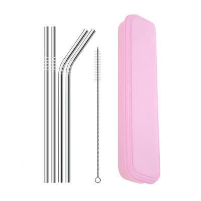 China Sustainable Approved Straight And Bent 18/10 Stainless Steel Straws With Cleaning Brush Stainless Steel Drinking Straw Metal Straws for sale