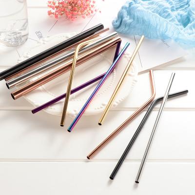 China Silver Reusable 18/8 Stainless Steel Metal Certificate Straw Set With Bag Cleaning Brush for sale