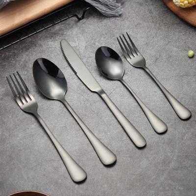 China Sustainable Hot Selling Black Stainless Steel Silverware Cutlery With Gift Box , Luxury Restaurant Cutlery for sale