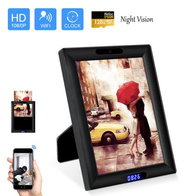 China Hd 1080p 4K P2P WiFi photo frame IP camera night vision one way audio poreless hidden spy camera M for sale