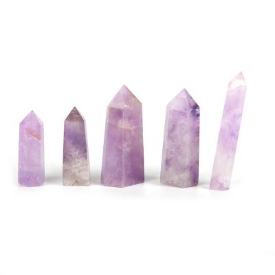 China China Wholesale Polished Natural Amethyst Quartz Crystal Wand Point Lucky Column for sale