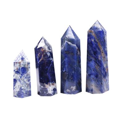 China Wholesale Natural Blue Vein Stone Polished Crystal Point Crystal Therapy Stones From China for sale