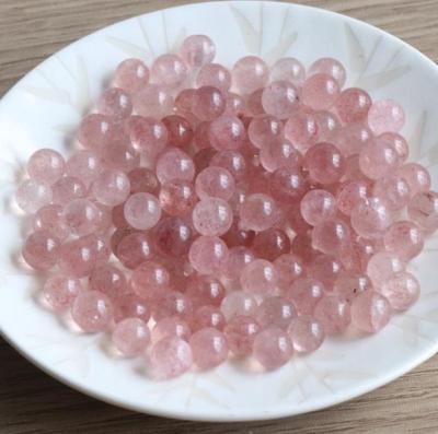 China China Round Beads Without Holes Grade A Strawberry Crystal 6-8mm Natural Crystal Beads for sale