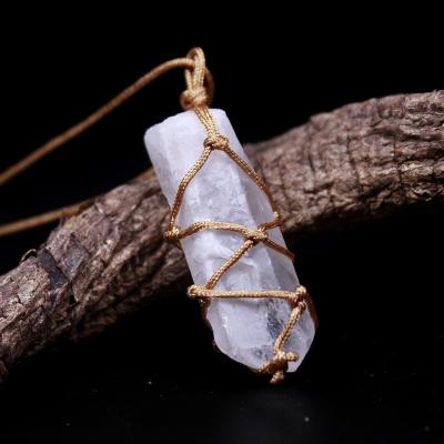 China Wholesale Environmental Friendly Natural Clear Point Quartz Crystal Healing Necklace Pendant Magic Wand for sale