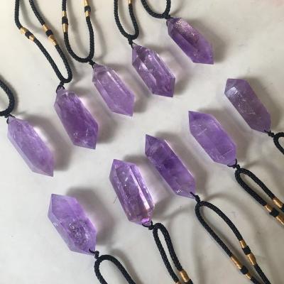 China Environmental Friendly Natural Double Points Amethyst Quartz Crystal Point Pendants for sale