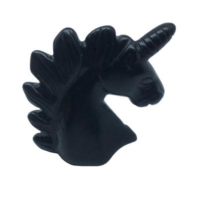 China China Wholesal Natural Black Obsidian Hand Cut Unicorn Shape Crystal for sale