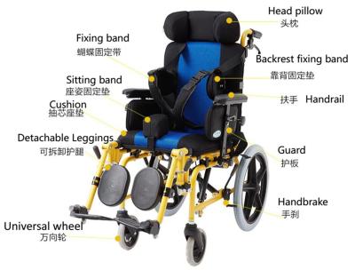 China Newest Direct Panacea Cerebral Palsy Wheelchair Child Rehabilitation Center With Soft Seat Steel Frame And Solid Tire for sale