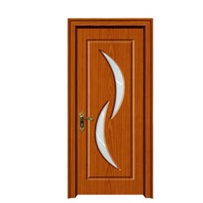 China Modern fashionable style floral pattern cut out brown color waterproof interior porcelain pvc glass wooden door for sale