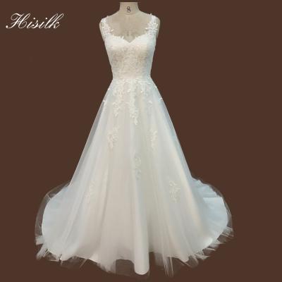 China Promotion Sustainable Applique Lace Casual Dress For Bridal Wear Shiny Bride A Line Dress for sale