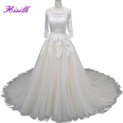 China Sustainable Hisilk Europe Off Shoulder Long Sleeve Wedding Dresses Ball Gown Made In China for sale