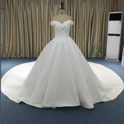 China Wholesale Sweetheart Neckline Bridal Gowns Ball Gown Tulle Sparkle Bling Wedding Dresses for sale