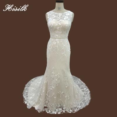 China 2023 Fashion Vestido De Noiva Bridal Ivory White Mermaid Lace Wedding Bridal Dress With Floral Lace for sale