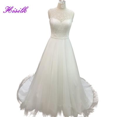 China Factory Selling Viable Hot Elegant White Sequin Illusion Floral Tulle Lace A Line Wedding Dress For Bride Low Back Factory Direct Wedding for sale