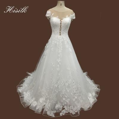 China Sustainable A Line Flora Lace Corset Bodice Wedding Dress With Sequin Tulle Skirt Bridal Gowns for sale