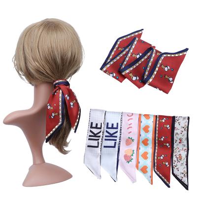 China Satin Fabric Multi-use Scarf Hair Scrunchies Silk Scarf For Women Silk Hair Bands Hair Accessories for sale