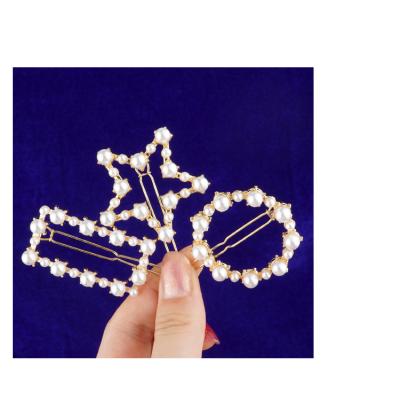 China New Fashion Metal+Peral Hair Pin Beauty Geometric Hair Clips Beads Barrettes For Women Hair Accessories for sale