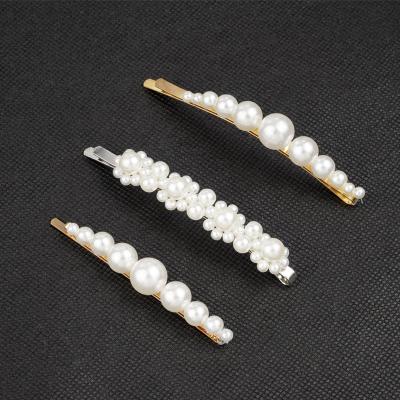 China Handmade Metal+Peral Pearl Rhinestone Women Hair Snap In Clips Set Korean Amazon Best Selling 2021 for sale