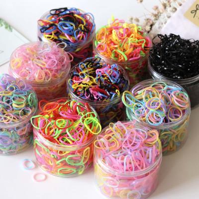 China Hair Band New Arrive 1000pcs Mini Plastic Elastic Hair Bands For Kids Ring Full Color Rubber Hair Band For Kids Girls Women Lady Baby for sale