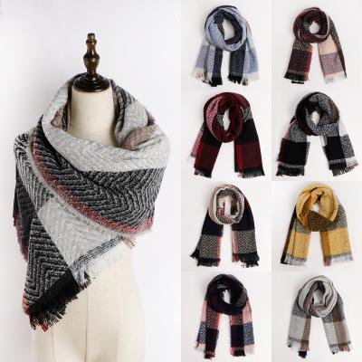 China 100% Acrylic Plaid Pashmina Scarf Winter Shawl Wholesale Warm Covering Scarf For Women for sale