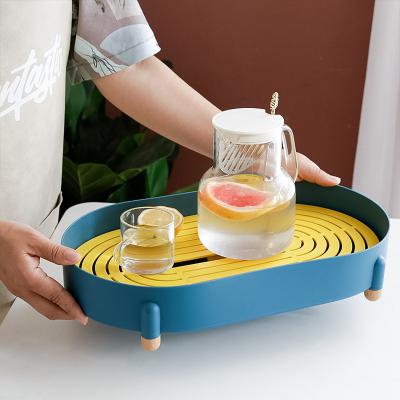 China Double-Layer Sustainable Dish Drain Dish Multifunctional Kitchen Dish Tray Dish Drying Mat for sale