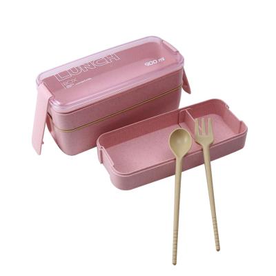 China Hot Sale Wheat Straw Tableware Food Storage Container Children's Portable School Office Lunch Box for sale